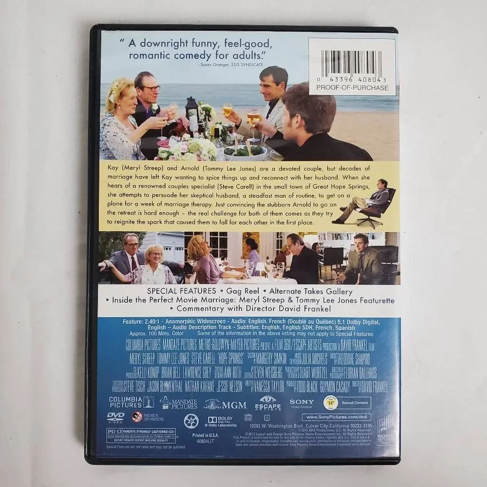Hope Springs (DVD, 2012) Meryl Streep, Tommy Lee Jones, Steve Carell – Romantic